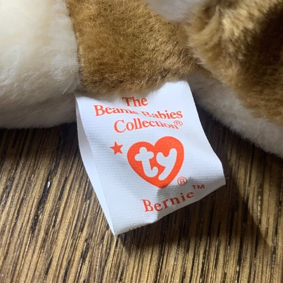 TY Beanie Babies Bernie The St. Bernard Dog White & Brown 8" 1996 NWT - Picture 5 of 9